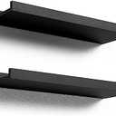 Boswillon Floating Shelves Wall Mounted Set of 2, Modern Black Wall Shelves for Storage with Lip, Display Picture Ledge Shelf for Wall Decor Bedroom Living Room Bathroom Kitchen 17inch