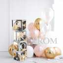 4 Pcs Prom Boxes with Letters 11.8 x 11.8 x 11.8 Inch Clear Balloon Boxes Transparent High School College Graduation Party Favors Supplies(Prom,Silver)