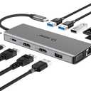 USB C Hub, TOTU 13-in-1 Type C Hub with Ethernet, 4K USB C to 2 HDMI, VGA, 2 USB 3.0, 2 USB 2.0, 100W PD, SD/TF Cards Reader, Mic/Audio Docking Station for MacBook Pro Air XPS and Other USB-C Laptops
