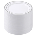 90PCS White Plastic Plates for Party, 7 Inch Heavy Duty Dinner Plates with Silver Rim, Disposable Plates for Wedding and Birthday