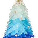 Sea Glass Christmas Tree - Handcrafted Mini Christmas Tree, Table Centerpiece - Ideal for Christmas, New Year, Home Decor, Coastal Holiday Decor and More (Blue Gradient)