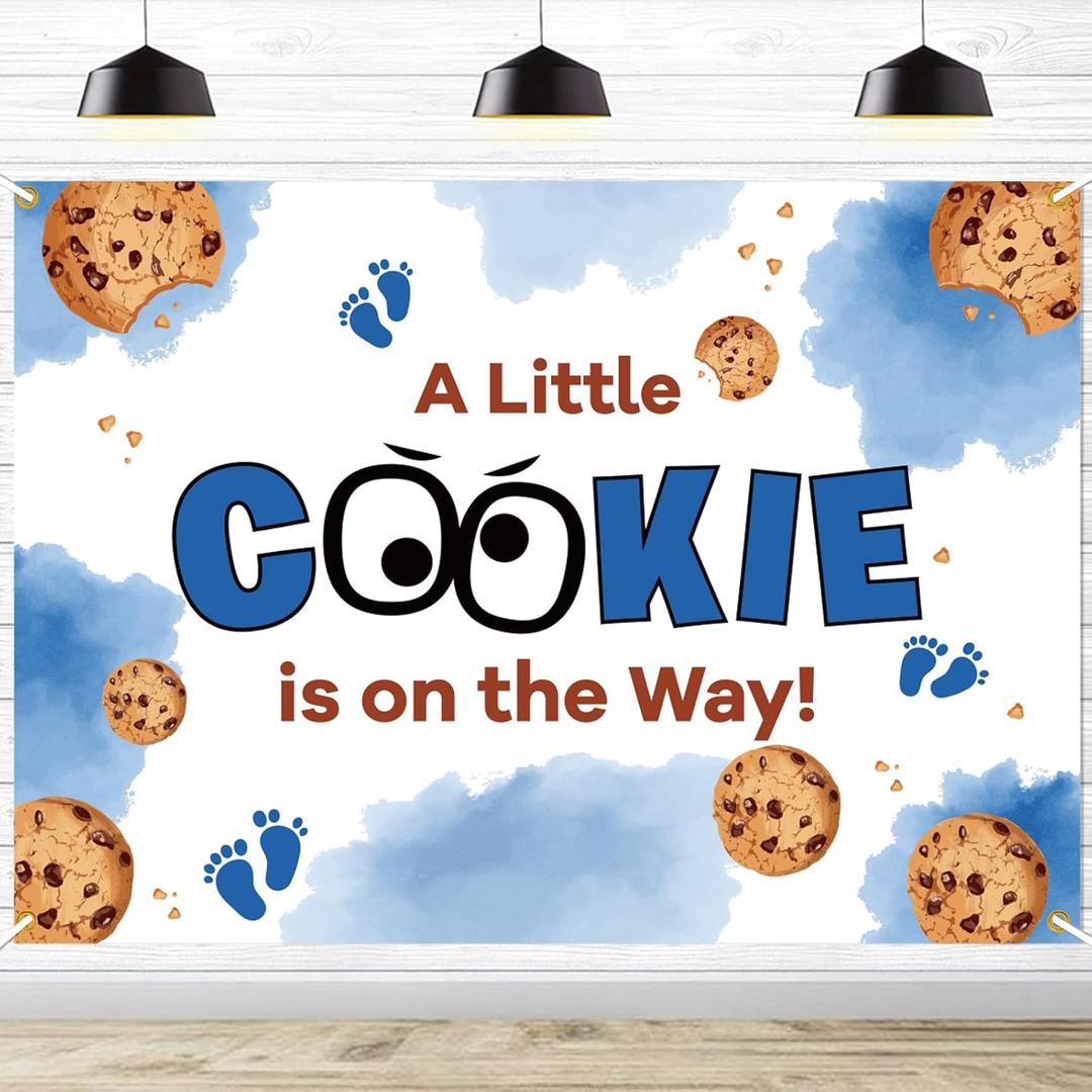 A Little Cookie is on The Way Backdrop Background - Cookie Baby Shower Decorations, Cookie Baby Shower Backdrop, Welcome Baby Party Photo Booth, 7 * 5 Ft