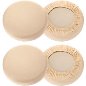 uxcell 4 Pack Stool Covers Round, 16-18 Inch Bar Stool Covers Washable Dustproof Slipcover Seat Cushion with Elastic for Bar Kitchen Living Room Decor, Beige