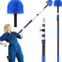 26FT Cobweb Duster with Extension Pole,Spider Web Cleaner with 4-Stage 5-20FT Aluminum Pole, Spider Web Brush for Outdoor and Indoor Cleaning