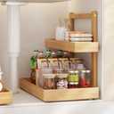 Bamboo Under Sink Organizer and Storage, 2 Tier Pull Out Cabinet Organizer, Slide Out Under Sink Storage Shelf, Undersink Organizers Shelves for Kitchen Bathroom Organization (Nature, 1 Pack)