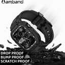AmBand Compatible with Apple Watch Series 11/10 42mm Bands Case for Men, M1 Sport Rugged Heavy Duty Protective Cover Tactical Strap Military Protector Bumper for iWatch Accessories 42 mm - Black