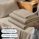 Twin XL Size 3 Piece Sheet Set - Comfy Breathable & Cooling Sheets - Hotel Luxury Bed Sheets for Women & Men - Deep Pockets, Easy-Fit, Soft & Wrinkle Free Sheets - Heathered Beige Oeko-Tex Bed Sheets