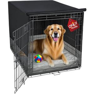 Explore Land Breathable Dog Crate Cover - 4 Sides Mesh Ventilation,Basic Pet Kennel Cover, All Sides Open, Universal Fit for 1 2 3 Doors 42 inches Wire Dog Crate (Black)