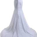 Likedpage Women's Lace Mermaid Bridal Wedding Dresses Ivory-US 6