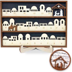 12" Christmas Nativity Advent Countdown Calendar Christ Centered Day Until Xmas Wooden Decor Jesus Religious Holiday Sign Christian Gift Decorations Wall Hanging Table Home Welcome Door PS08-12