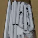 IBUYKE Industrial Pipe Clothes Rack Set of 2, 50 Inch Wall Mounted Clothing Rack, Space-Saving Hanging Closet Rod, Heavy Duty Multi-Purpose Garment Rack for Laundry Room(4 Bases), White TYJ002W-2