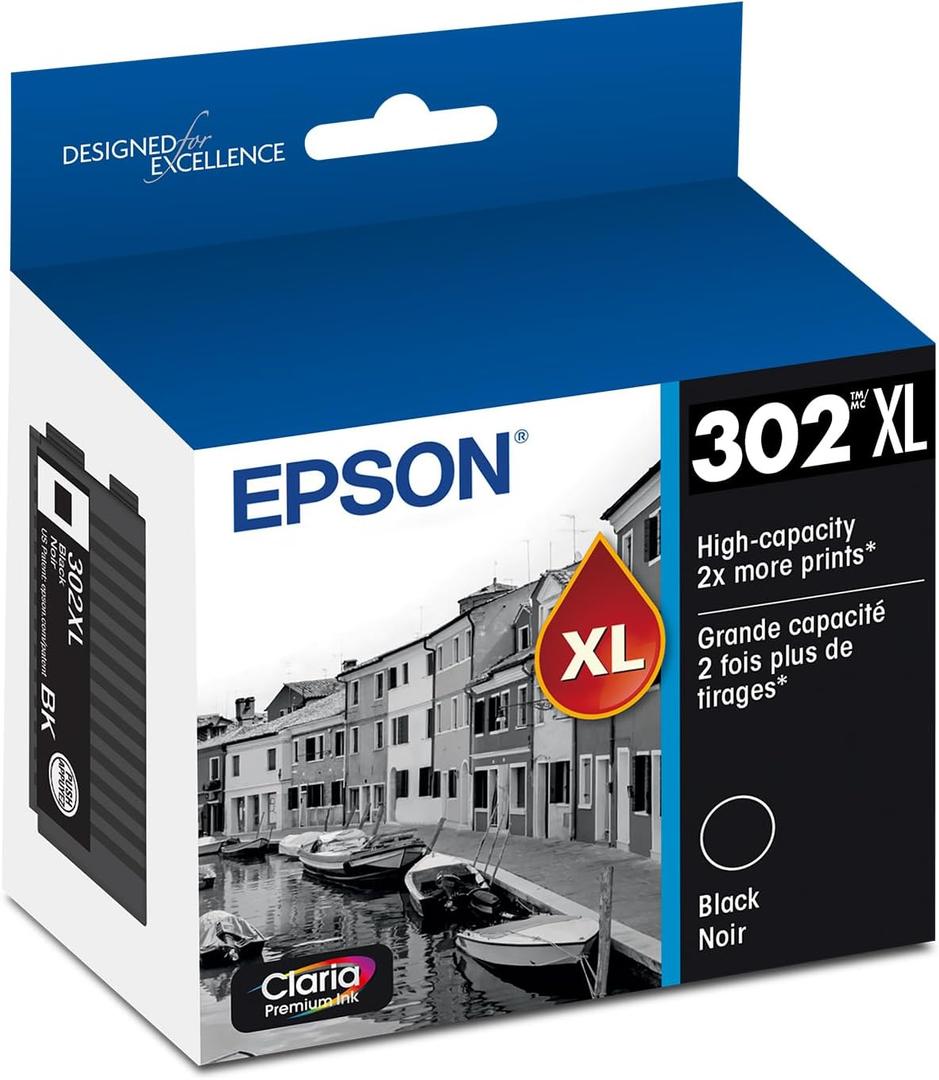 EPSON 302 Claria Premium Ink High Capacity (T302XL020-S) Works with Expression Premium XP-6000, XP-6100
