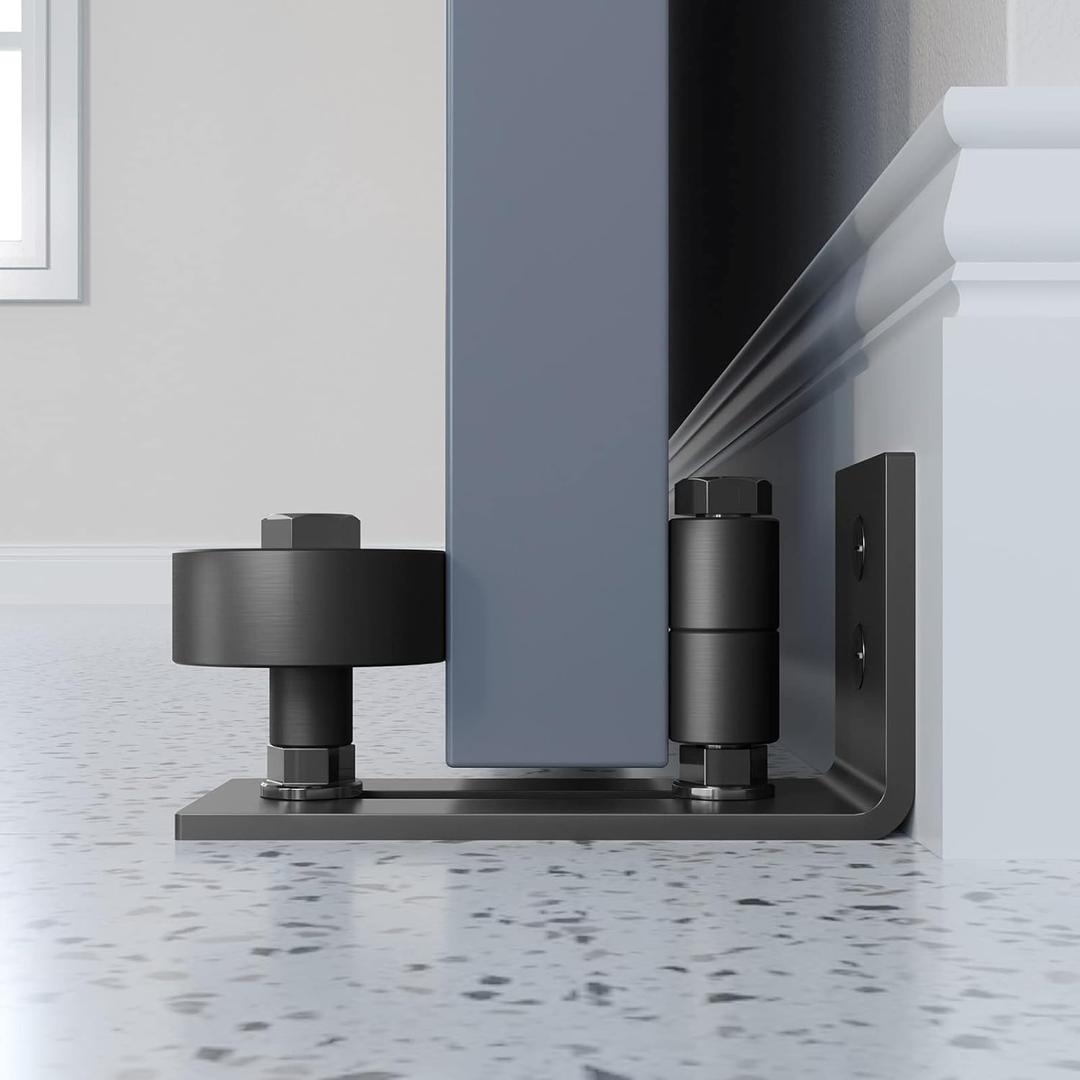 EaseLife Sliding Barn Door Bottom Floor Guide,Adjustable Roller,Wall Mount System,Flush Flat Bottom Design,8 Assemble Setup Options,Fit All Size Door,Black