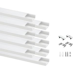 Besseto 10Pack 6.6Ft/2M White LED Aluminum Channel,LED Strip Light Diffuser Aluminum Channel Profile Housing Extrusion for Under Cabinet Counter and Stairs (White-10Pack 6.6ft)