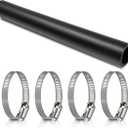 TKKEUEP 3' Length Gasoline Fuel Filler Neck Hose with 4 Hose Clamps,1 1/2 inches Inside Diameter Fuel Hose, Reinforced Gas tank filler hose (straight, 1 1/2" ID)