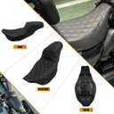 One-Piece Seat Driver & Passenger Seat 2-Up Fit For Harley Touring Road King FLHR Road Glide FLTR Street Glide FLHX Electra Glide Ultra Limited FLHT 2009-2023 (Black Stitching)