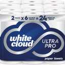White Cloud Ultra PRO Ultra Absorbent Paper Towel, Choose-a-Size Sheets, 2 Packs of 6 DOUBLE Rolls = 24 Regular Rolls
