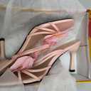 MakeMeChic Women's Open Toe Floral Kitten Heels Flower Summer Beach Sandals Pink 6.5