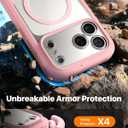 Diaclara Magnetic Designed for iPhone 17 Pro Max Case Full Body Bumper,[Compatible with MagSafe] Military Drop Proof Cover with Built-in Touch Sensitive Anti-Scratch Screen Protector, Pink