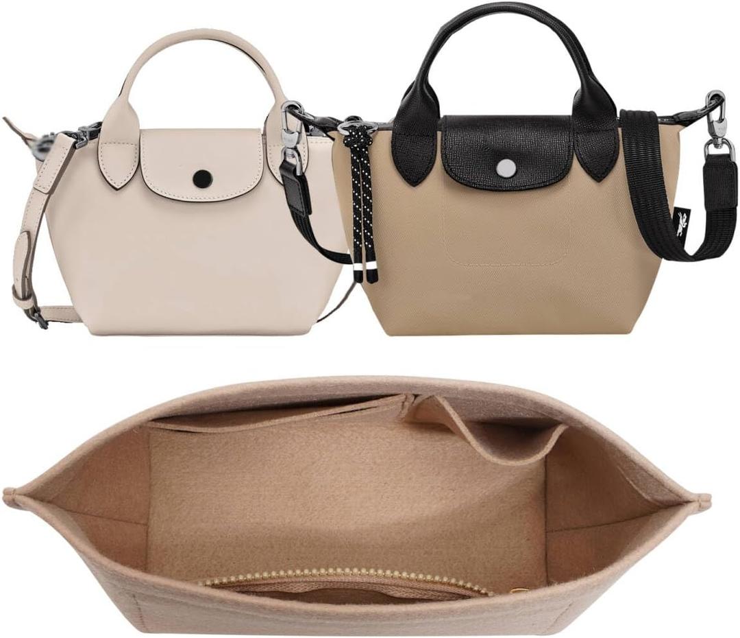 ZTUJO Purse Organizer Insert For Le Pliage mini and Xtra XS Handbag, Xtra XS Pouch (Le Pliage Energy/Xtra XS, Beige)
