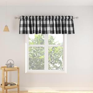 Window Curtain Valances 14 inches Long Living Room Bedroom 1 Panel Buffalo Check Small Valance Curtain Rod Pocket Classic Country Farmhouse - Black & White (90"W x 14"L (Pack of 1), Plaids Black&white)