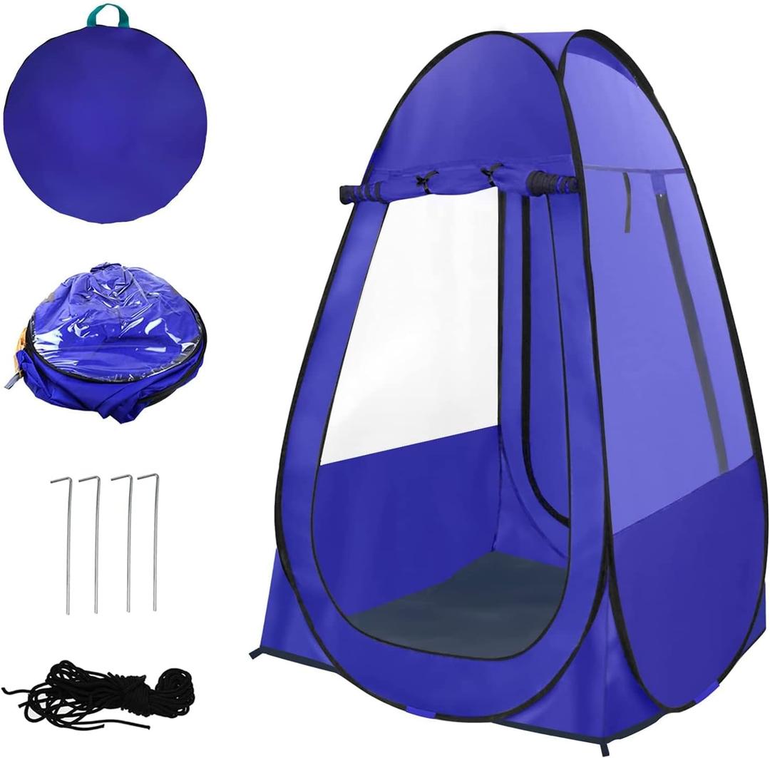 Single Pop Up Tent Pods Sports Fishing, Clear Rainproof Windproof Beach Tent for Wind and Rain in Chilly Weather，Lightweight and Sturdy, Easy Set Up, Outdoor Foldable, Dark Blue