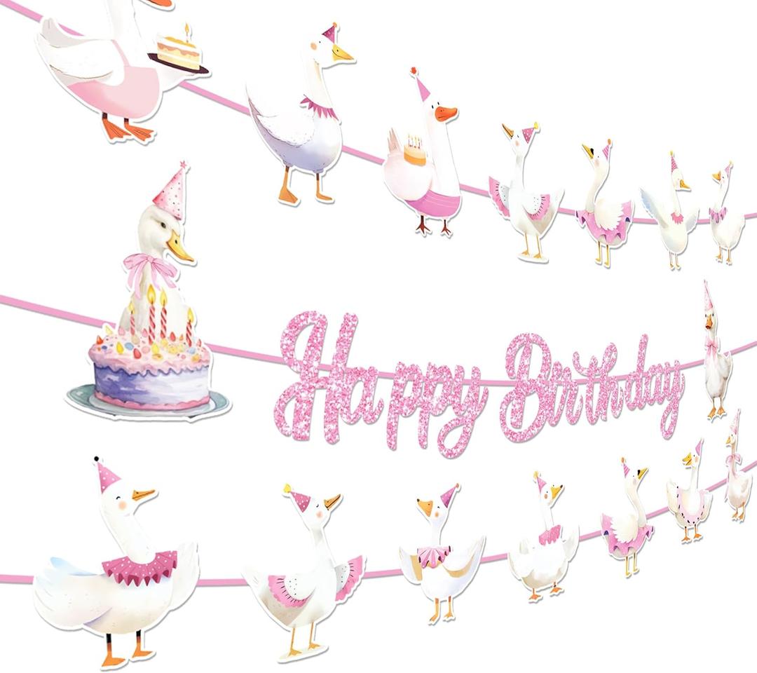 2 x 3pcs Goose Theme Garlands Banner Cute Farm Animal Geese Party Banner Pink Bow Silly Goose Birthday Bunting Decor Farm Animal Themed Party Celebrations for Girls Boys Birthday, Baby Shower Decor 2 x 3pcs Goose Theme Garlands Banner Cute Farm Animal Geese Party Banner Pink Bow Silly Goose Birthday Bunting Decor Farm Animal Themed Party Celebrations for Girls Boys Birthday, Baby Shower Decor