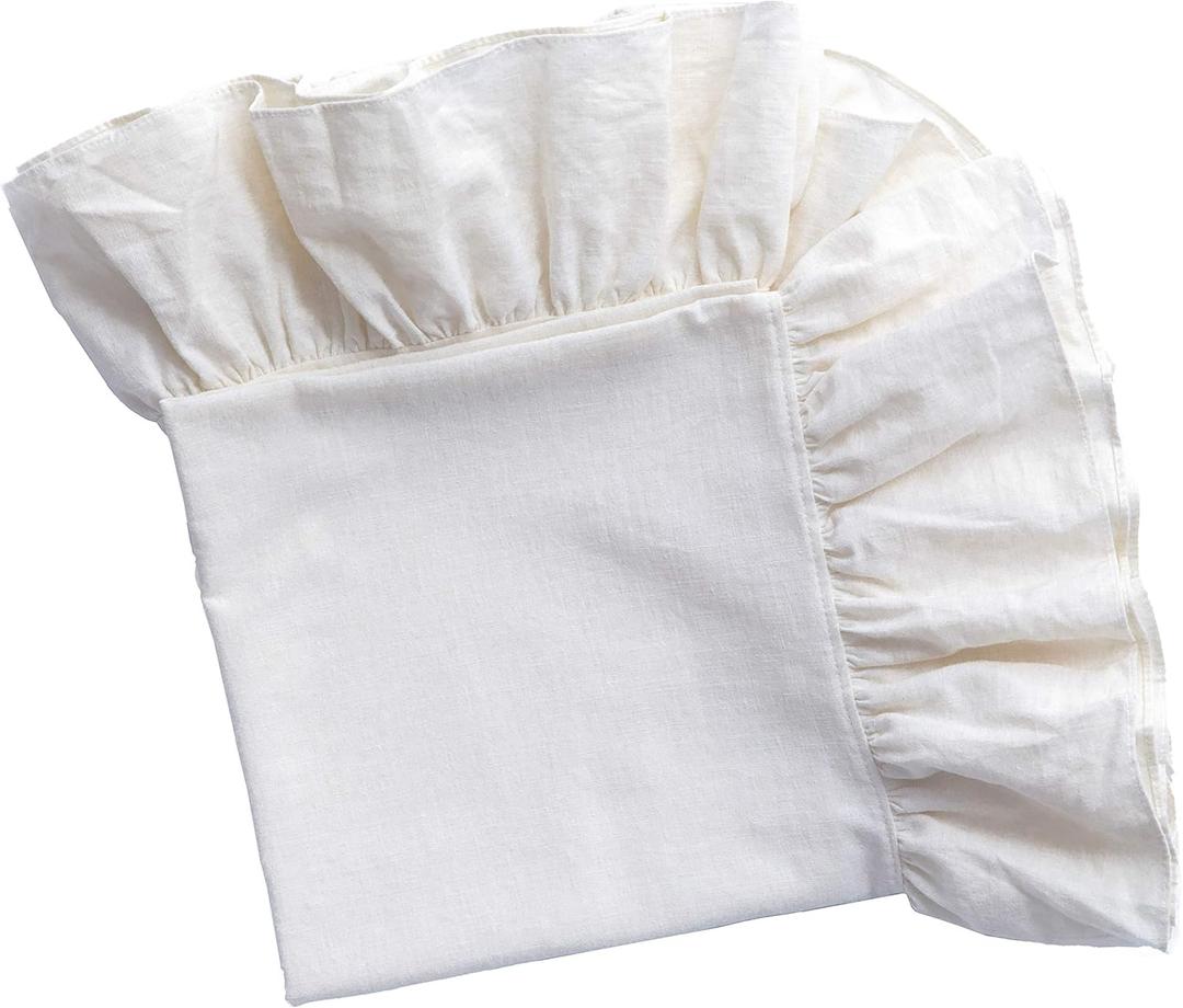 2 TABLECLOTHS, With ruffles, Size 84x63inc, White