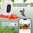 Svanur Smart Hummingbird Feeder with Camera,Solar Powered Humming Bird Feeders for Outdoors,Instant Notifications,W/32G Card,2K Live Video,Easy Clean & Refill,Ideal Gifts for Bird Lovers