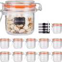Encheng Glass Jars With Airtight Lids, 6 oz Mason Jars,Glass Jar With Leak Proof Rubber Gasket 200ml,Storage Jar With Hinged Lid for Home and Kitchen,GlassStorage Containers With Lids 12 Pack