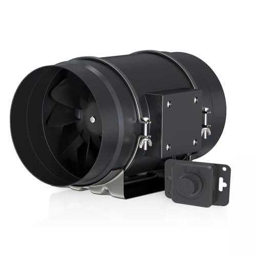 Toolazy Quiet 8" Inline Duct Fan 831 CFM Ventilation Exhaust Fan EC Motor and External 0-100% Variable Speed Controller for Heating Cooling Booster, Grow Tents, Hydroponics