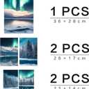 Ginfonr Canvas Wall Art Decor, 5 Panels Snow Scene Modern Wall Art for Bathroom, Large Abstract Aurora Wall Paintings for Living Room Couch, Framed Canvas Painting Above the Bed 04