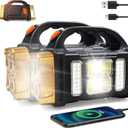 Versatile Solar Flashlight with Dual Charging Modes | 4 Light Modes USB/Solar Powered| Portable Emergency Charger & Outdoor Camping Light (Gold-2pcs)