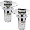 Universal Bathroom Sink Stopper & Hair Catcher, Stainless Steel Drain Filter Strainer, Anti-Clog Pop Up Drain Stopper for US Standard Bathroom Sinks(2PCS)