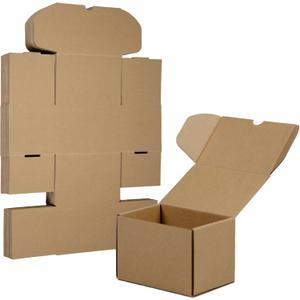 6x4x4 Inches Shipping Boxes Set of 25, Brown Corrugated Cardboard Box Literature Mailer for Packing Small Business