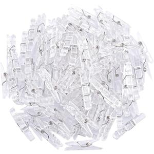 100 Pcs Mini Clear Photo Clips, Mini Clothespins Clip, Clothes Line Clips, Mini Transparent Plastic Clips