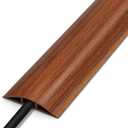 6FT Cord Covers, Walnut Wood Floor Cable Management - Protects Cords, Cavity: 0.47" x 0.24" (Medium-6ft, Walnut Wood)