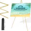 DANMO Easel Stand for Wedding Sign Poster 63'' Instant Display Floor Adjustable Metal Art Easel Gold