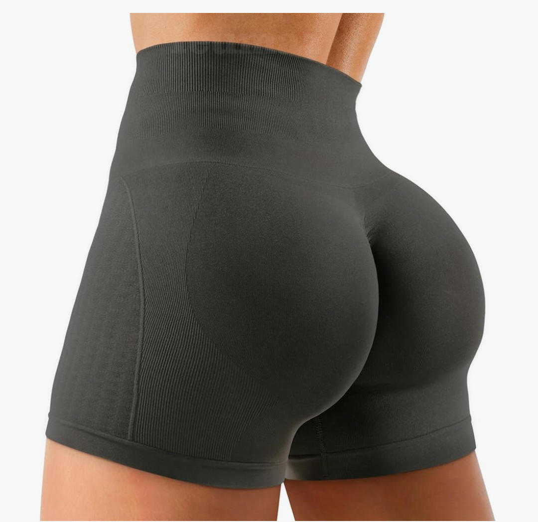 Ieumaz Amplify Womens Seamless Scrunch Shorts Workout Shorts Gym Shorts Contour Shorts 5" High Waisted Running Yoga Shorts L