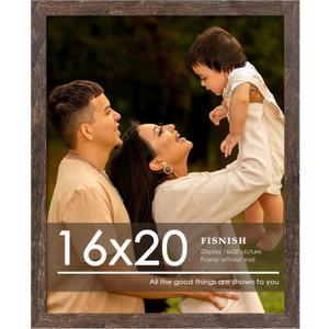 16x20 Picture Frame, Rustic Brown 16 x 20 Poster Frame for Horizontal or Vertical Wall Mounting, 1 Pack