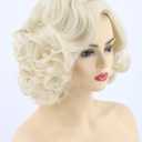 Topcosplay Women Wigs Platinum Blonde Wig Short Curly Halloween Costume Cosplay Wig