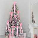 12 Pcs Pink Velvet Christmas Bows 10 x 24inch Extra Large Christmas Bow with Extra Long Tail Neutral Holiday Decor Velvet Ribbon Bows for Xmas Garland Fireplace Stairs Mirror Door