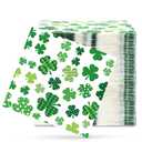 St. Patrick's Day Napkins 10 Inch Green Shamrocks Dinner Paper Napkins Disposable Irish Holiday Napkins Beverage Cocktail Decorative Paper Napkins for Saint Patrick's Party(Bright)