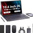 Tablet with Keyboard and Case, Android 13.0 10.4 Inch, 16GB RAM+128GB ROM, 2000 * 1200 2K FHD Display, Powerful 2.0Ghz CPU, 2.4G and 5G and WiFi 6, Bluetooth 5.0, 2 in 1 Tab, Black