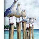 SUMGAR Ocean Wall Art Coastal Sea Bird Artwork Framed Prints Wall Decor Teal Beach Canvas Paintings for Bathroom Bedroom Living Room Decor 12"x16"