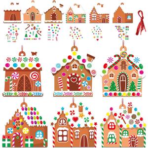 36 Sets Christmas DIY Art Craft Kits Gingerbread House Ornaments Art Sets Winter Christmas Stickers Arts and Crafts Bulk for Kids Winter Holiday Xmas Theme Classroom Activities Party Decorations