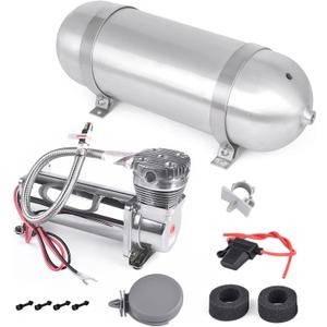 3 Gallon Aluminum Air Tank with 200PSI Air Compressor Kit 12V Air Horn Compressor Onboard System 1/4NPT for Train Cars Vehicles Semi Pickup Trucks Air Suspension Compressor Kit 3 Gallon Aluminum Air Tank with 200PSI Air Compressor Kit 12V Air Horn Compressor Onboard System 1/4NPT for Train Cars Vehicles Semi Pickup Trucks Air Suspension Compressor Kit
