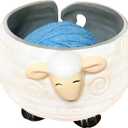 Weabetfu Sheep Ceramic Yarn Bowl Knitting Yarn Bowl Handmade Craft Knitting Bowls Crocheting and Knitting Supplies Organizer,Perfect for Mother's Day and Christmas Gift
