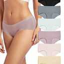 PURILINE Seamless Underwear Women No Show Hipster Panties 6 Pack Mid Rise Silky Soft Thin Comfort Stretch Breathable Briefs, Multicolor A, Large