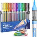 JusArt Acrylic Paint Markers Brush Tip 18 Colors, Water-Based No-Bleed Markers with Automatic Ink Control, Waterproof Acrylic Paint Pens for DIY Art & Crafts -Fabric, Wood, Rock, Ceramic, Metal